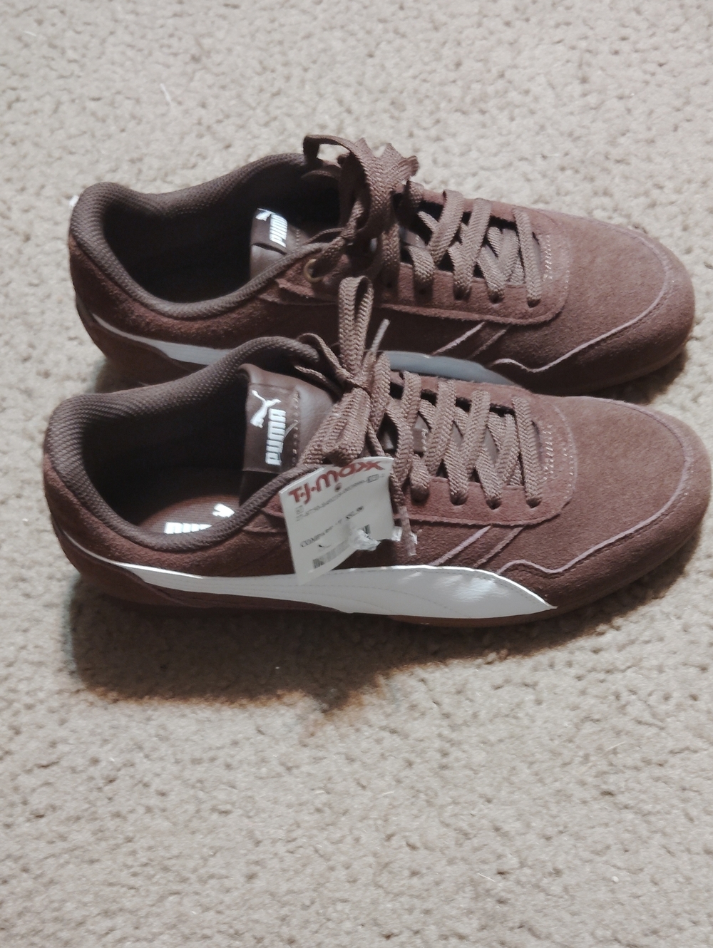 Puma Women's  Brown Suede Sneakers with White Formstrip